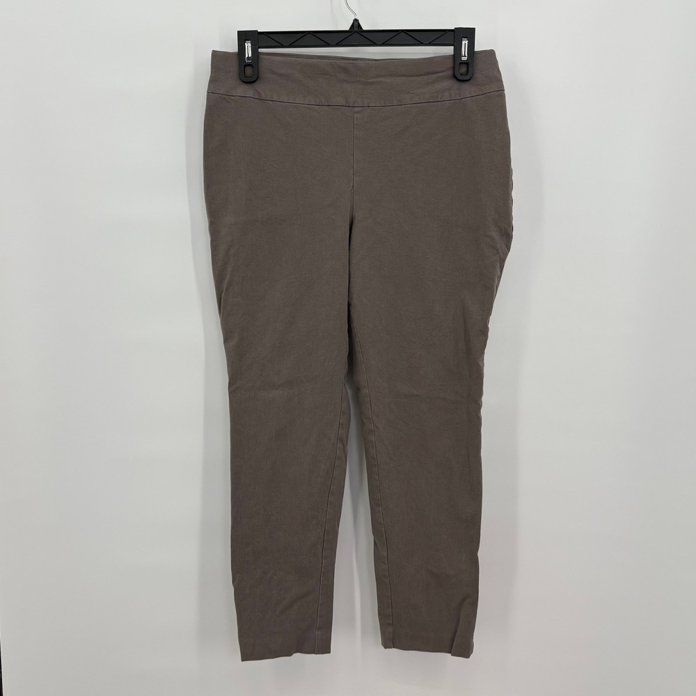 Chicos Fabulously Slimming Pull On Pants Womens 2 Short Taupe Brown Straight Leg